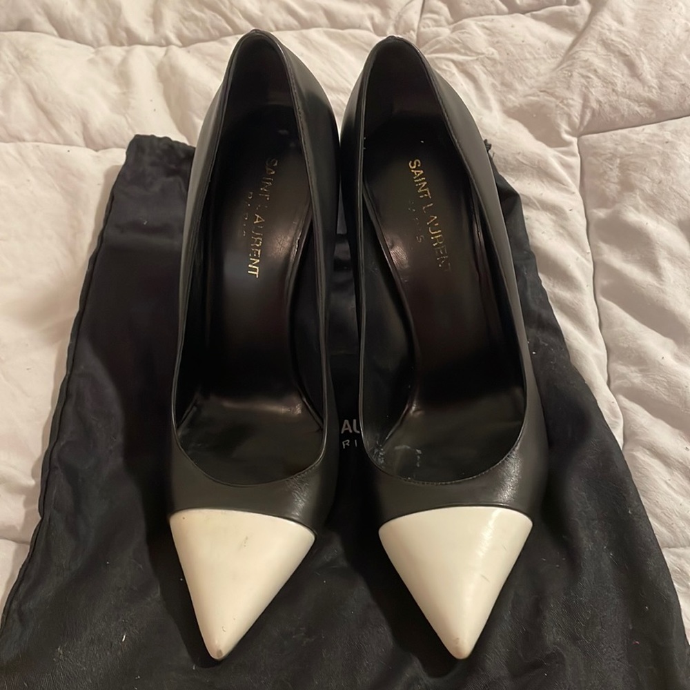 COPY - Black and white saint laurent pumps